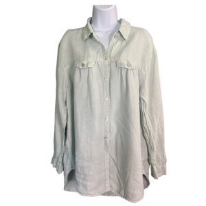Cut Loose Linen Shirt M Light Green Coastal Minimalit Casual‎ Cruise Simple USA